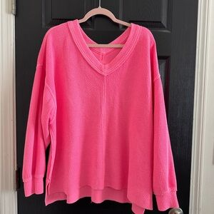 Aerie Hot Pink V-Neck Sweater
